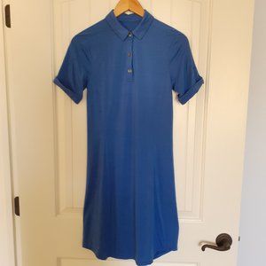 QOR Merino Wool Blend Short Sleeve Shirt Dress Blue Size XS